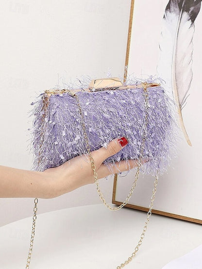 Chain Women's with Clutch Strap Feathered Chic Evening
