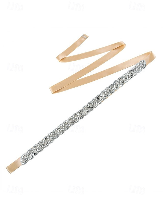 – Rhinestone Bridal Dress Elegant Wedding Waistband Crystal