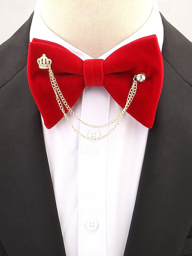 Detail Men's Bow Chain with Velvet Tie and Crown –