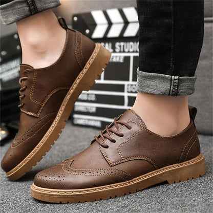 Faux – Classic Brogue Oxford Men's Leather Black Shoes