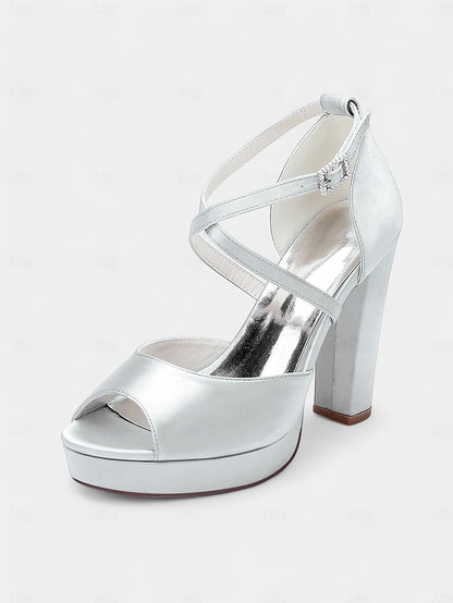Platform Toe Sandals with Peep Women's and Satin High Heel