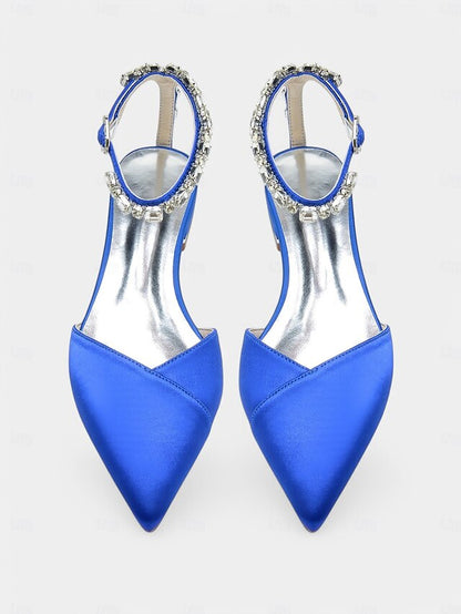 Shoes – Wedding Satin Black with Strap Crystal-Ankle Chic