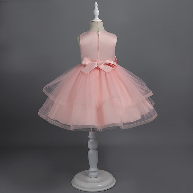 Party Color Toddler Solid Girls' Dress Sleeveless