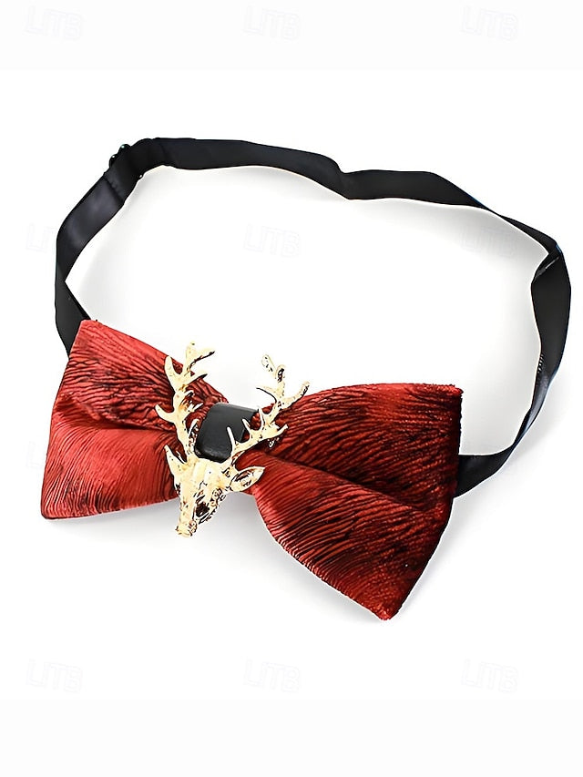 Bow with Velvet Pin Men's Deer Tie Gold Head