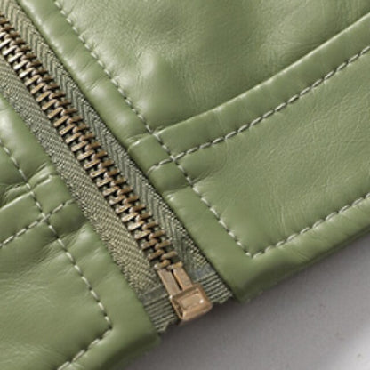 Comfortable Women's Zipper Leather Pocket Jacket Faux