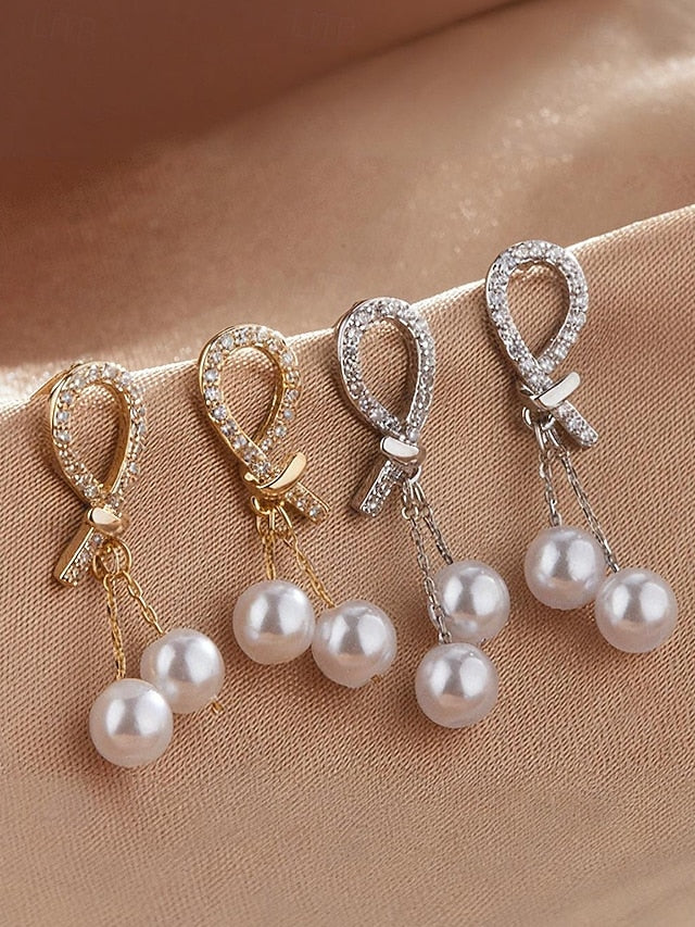 with earrings Women's imitation rhinestone pearl teardrop
