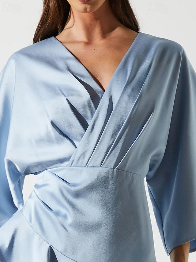 SkyA-Line Luxurious Mother Simple of Bride the V Elegant Dress