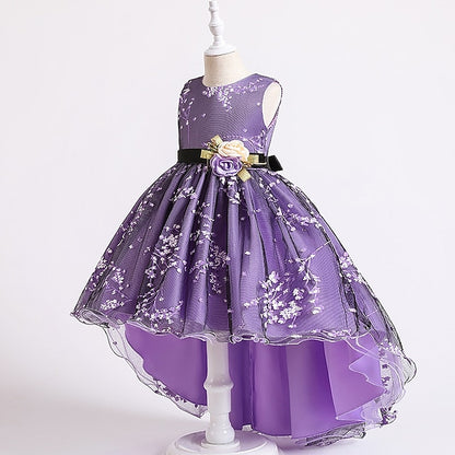 Dress Kids Sleeveless Solid Colored Floral Girls' Wedding