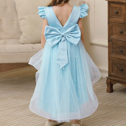 Girls' Dress Color Party Girl Kids Solid Flower