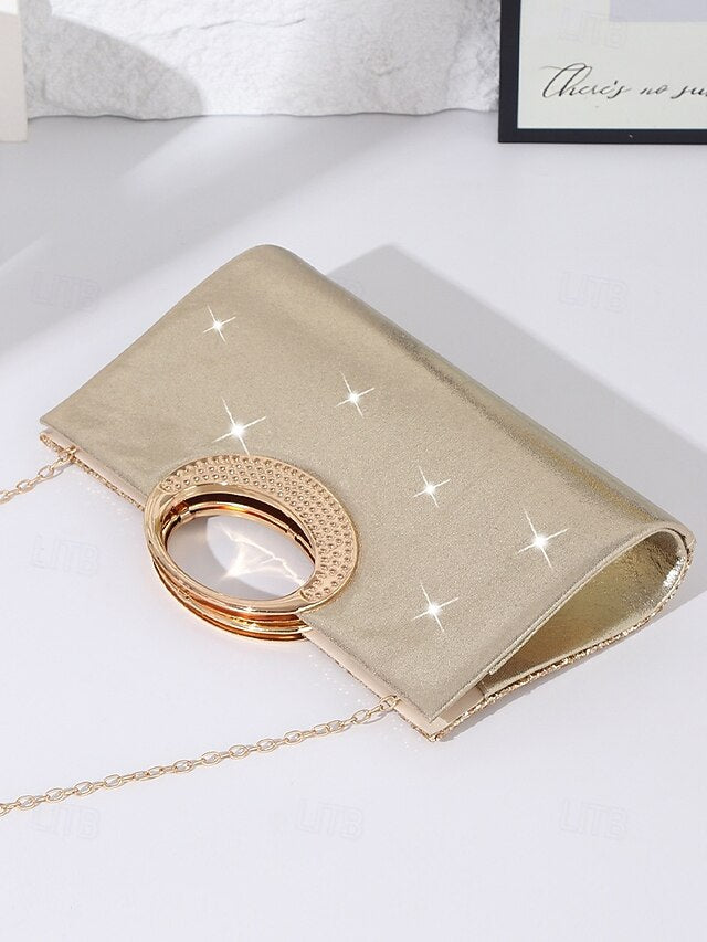 with Bag Gold Evening Clutch Women's Silver Glitter