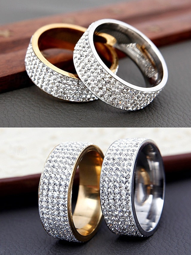 Rings Full Band Wide Men's with Rhinestone Pave