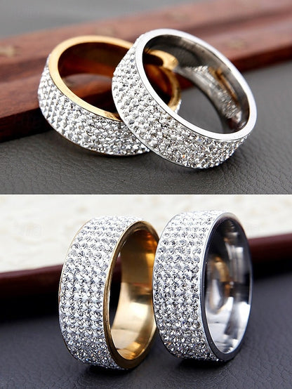 Rings Full Band Wide Men's with Rhinestone Pave