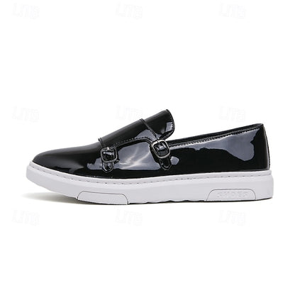 Men's White Monk Strap Slip-On Loafers – Elegant Casual