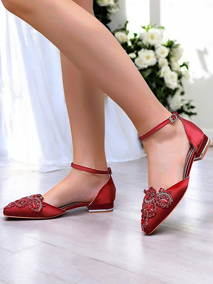 Embellished Green Vintage Gemstone Flats – Pointed-Toe Style