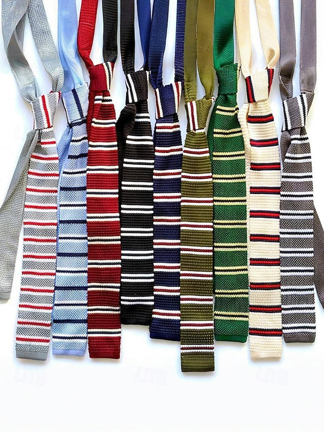 Tie Stylish - Woven Men's Knit Neck Stripe Christmas