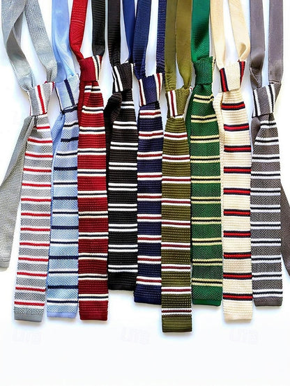 Tie Stylish - Woven Men's Knit Neck Stripe Christmas