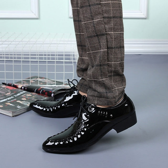 Crocodile Patent Faux Black Men's Shoes Leather