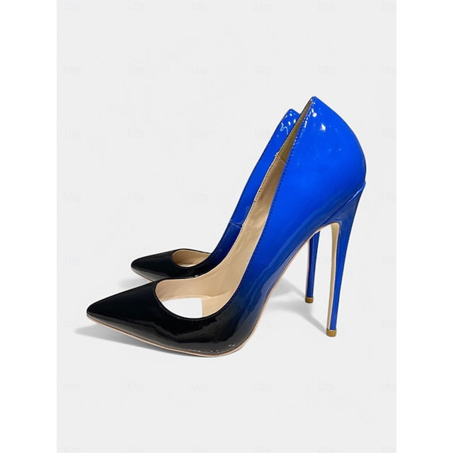 Green Patent Leather Pointed Toe Pumps Black Women's