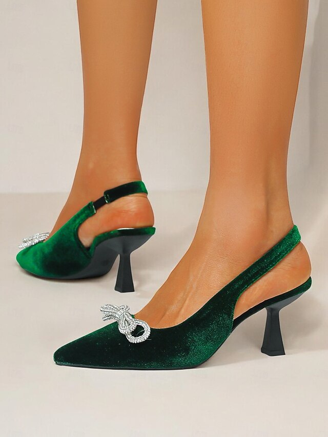 Velvet Cocktail Women's Toe Slingback Pointed Heels –