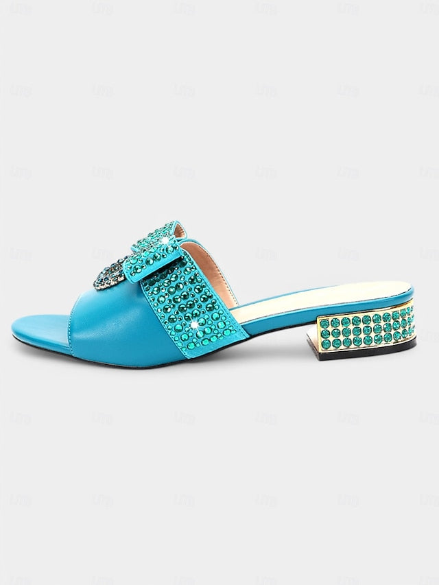 Clutch Matching with Gold Bow – Sandals Rhinestone Flat