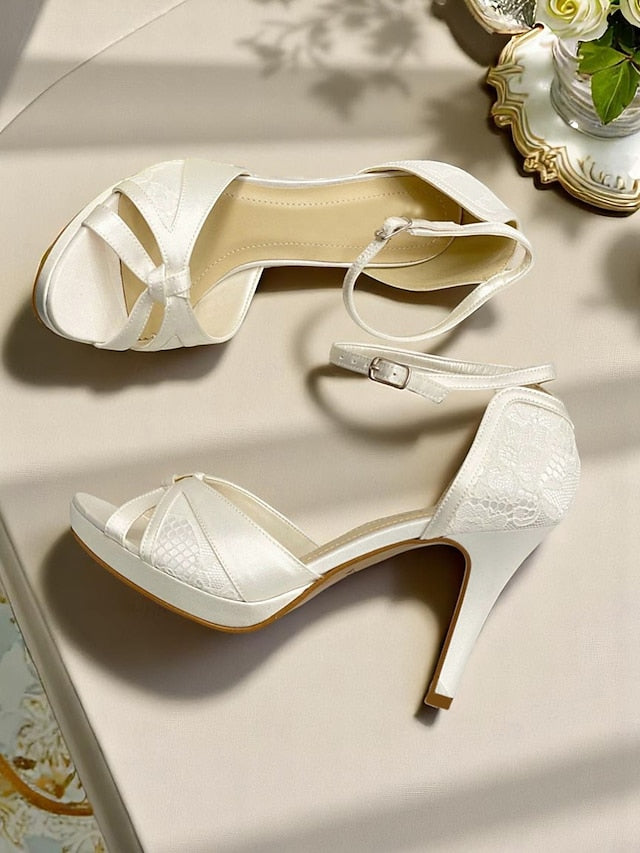 Women's Sandals High Heel Satin Toe Pink with Elegant Peep