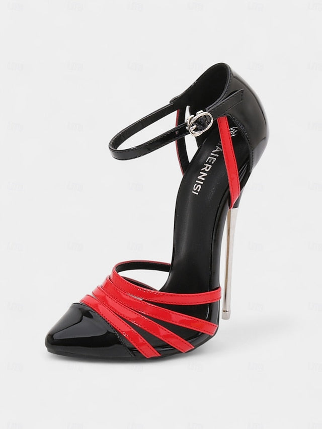 Women's and Heels Leather Patent - Red Black Stiletto