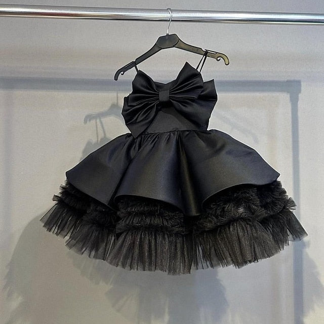 Dress Party Kids Sleeveless Color Performance Girls' Solid