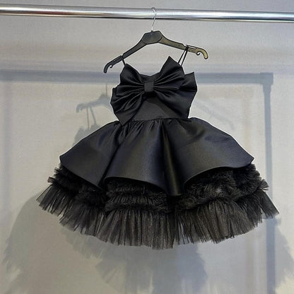 Dress Party Kids Sleeveless Color Performance Girls' Solid