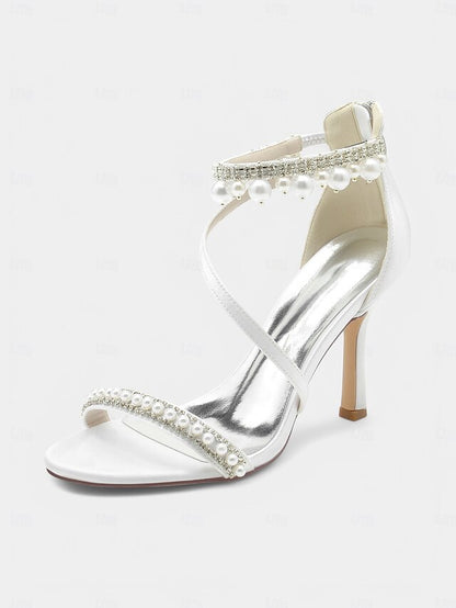 Ankle Chic Heels Pointed-Toe Party Strap Satin Pink –