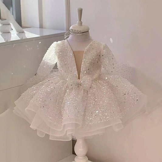Flower Kids Sequin Dress Long Girls' Girl Party