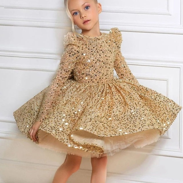 Girls' Sequin Little Line A Kids Party Dress