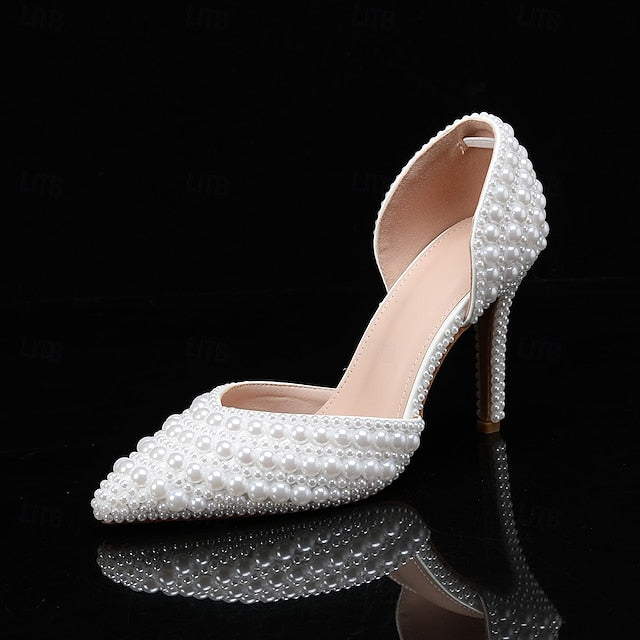 White and Bag Women's Heels Stiletto Clutch – Pearl Set