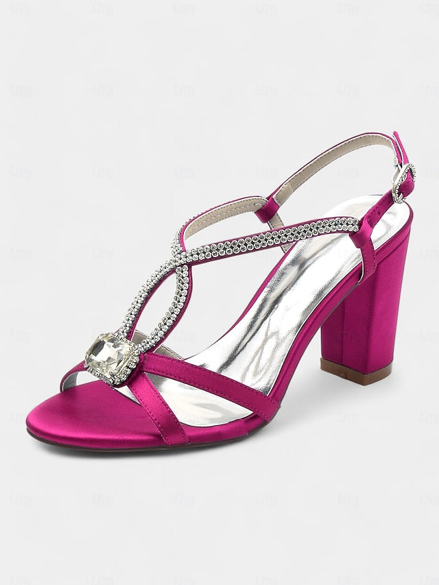 Sandals Satin Blue Royal Women's Elegant Rhinestone –