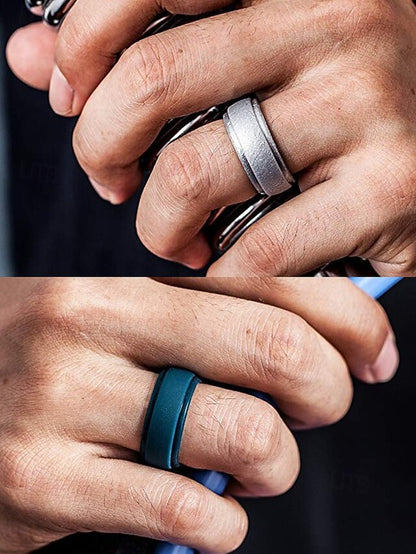 Ring Men Matte Silicone for Black Durable Comfortable –