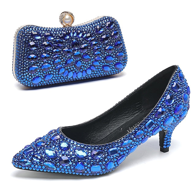 Shoes Matching Heel and Crystal-Embellished Kitten Women's