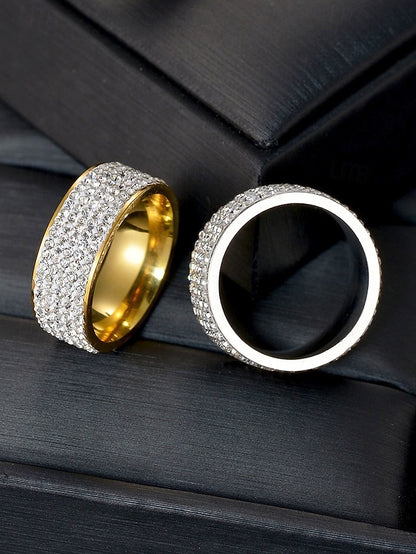 Rings Men's Pave with Wide Rhinestone Band Full