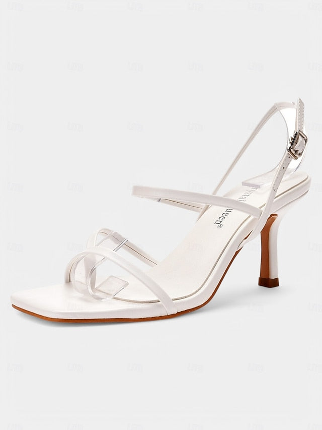 Toe - Heel Nude Women Square for Strappy Minimalist Sandals High