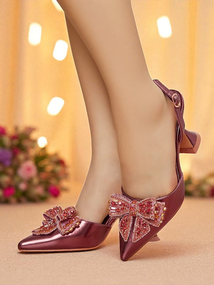 Women's - High Metallic Slingback Toe Gold Pumps Pointed