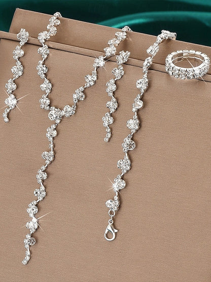 – Necklace Rhinestone Set Jewelry Gold Elegant