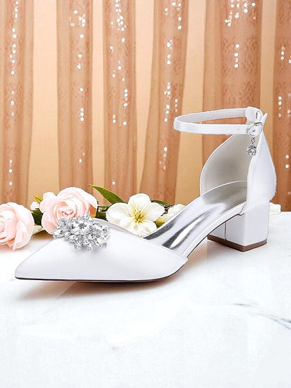 Burgundy Women's Heel with Satin Wedding Shoes Block