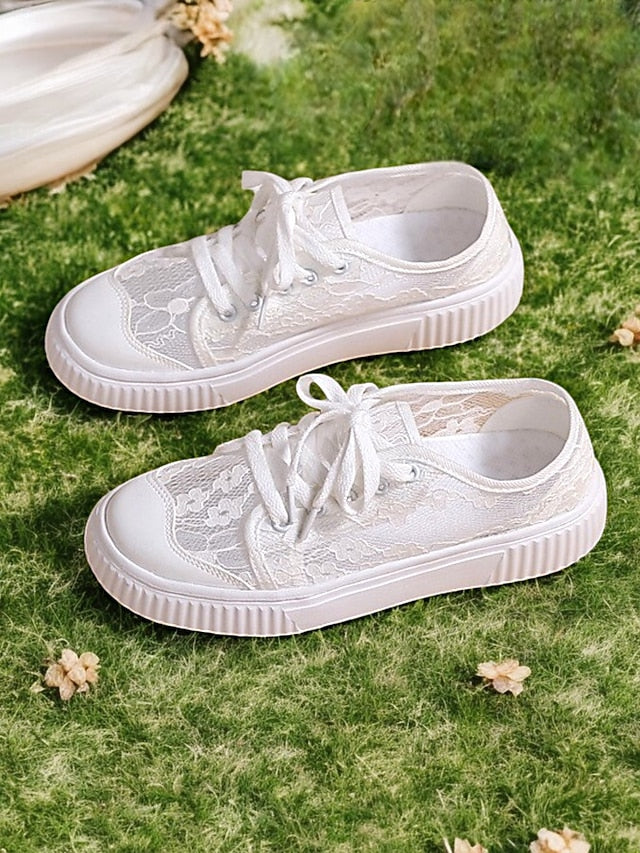 Shoes Floral Wedding Casual Women for Sneakers Bridal Lace –