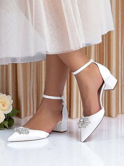 Burgundy Women's Heel with Satin Wedding Shoes Block