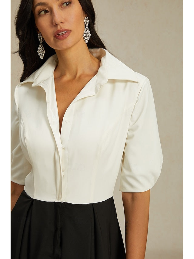 Dress the Elegant A-Line Party Mother Bride of Shirt Collar