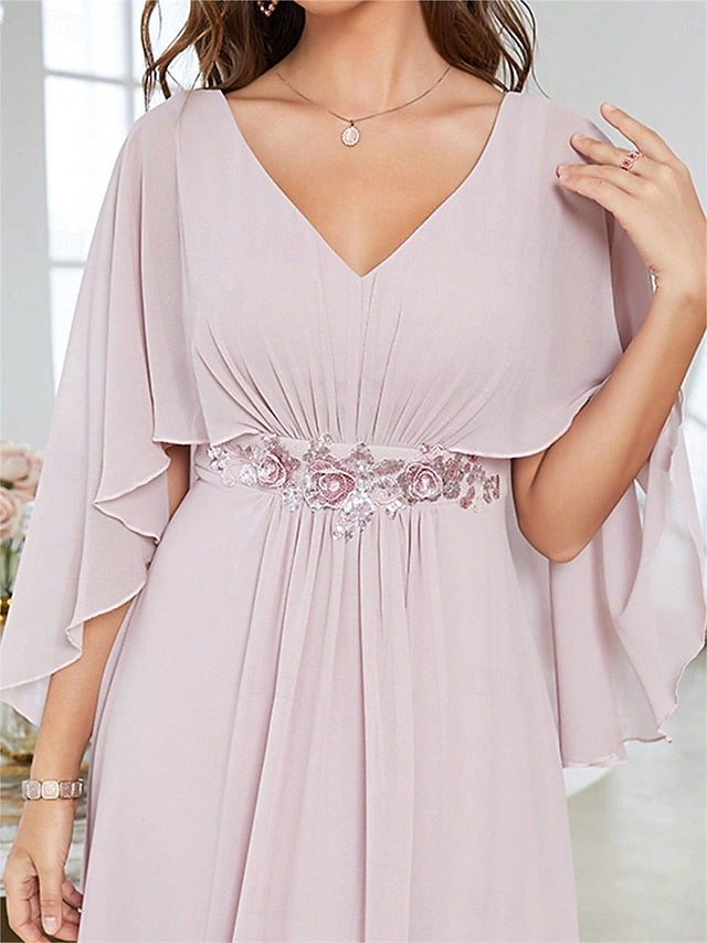 Mother Bride V the Dress Elegant Floor Party Neck of