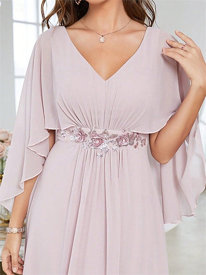 Mother Bride V the Dress Elegant Floor Party Neck of