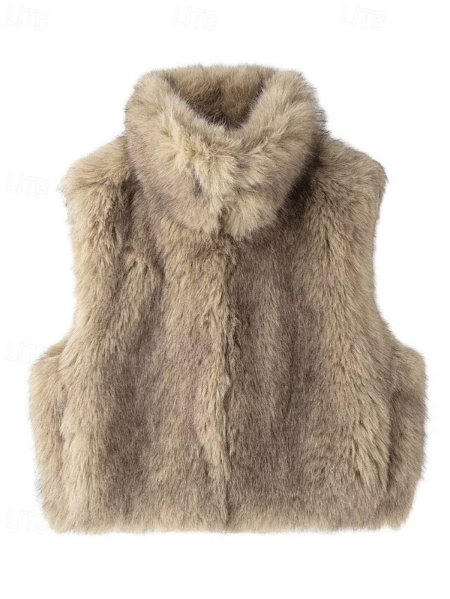 Furs Women's Faux Comfortable Coat Fur Vest Leathers
