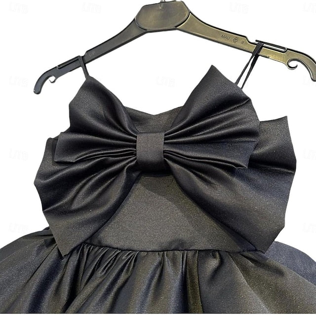 Dress Party Kids Sleeveless Color Performance Girls' Solid