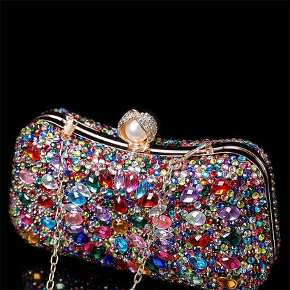 Luxury Evening Women's – Multicolor Clutch Crystal