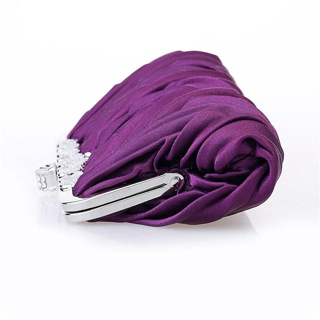 Clutch Pleated Evening Satin White Women's Elegant –