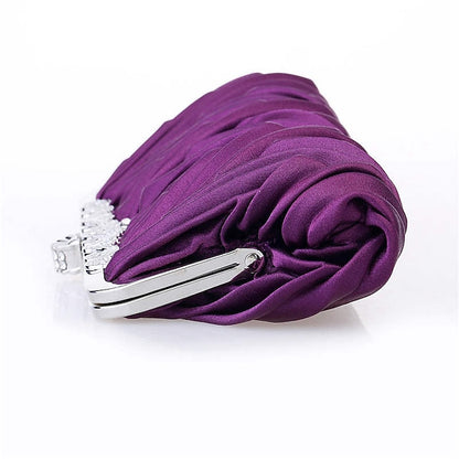 Clutch Pleated Evening Satin White Women's Elegant –